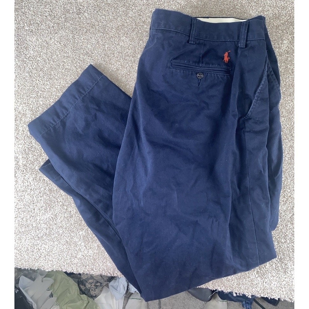 Polo Ralph Lauren Blue Chino Prospect Pants Mens 34x29 Cotton‎ Red Pony Read